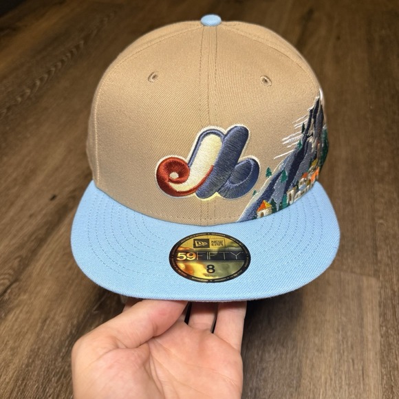 Montreal Expos Hat New Era Cap 8 59Fifty Snowcapped Patch Holiday Exclusive - Picture 5 of 8